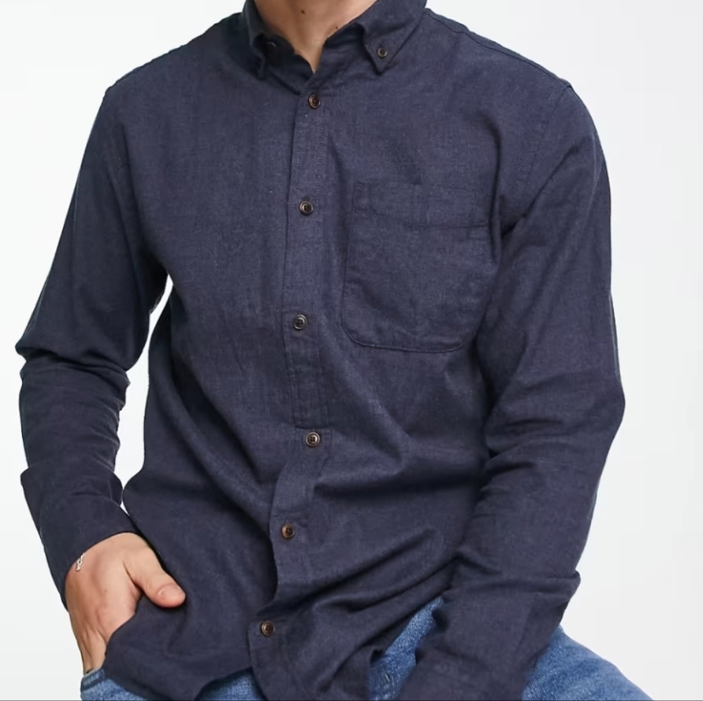 Men's Dark Blue/Gray Button-Down Shirt